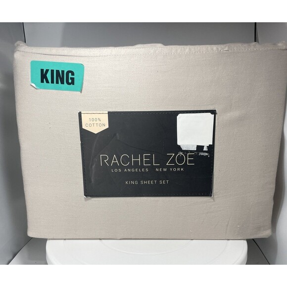 Rachel Zoe Other - NWT Rachel Zoe 100% Cotton King 4 Piece Sheet Beige Neutral Certified OEKO-TEX